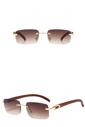 Frameless Wood Grain Sunglasses